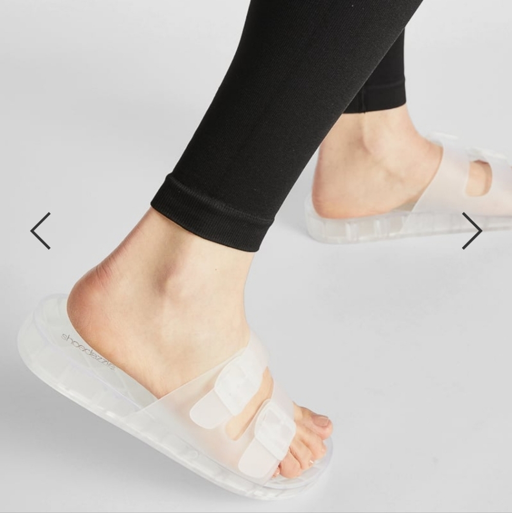 SADIE FLAT SLIDE SANDAL, Transparent Color, Size 8